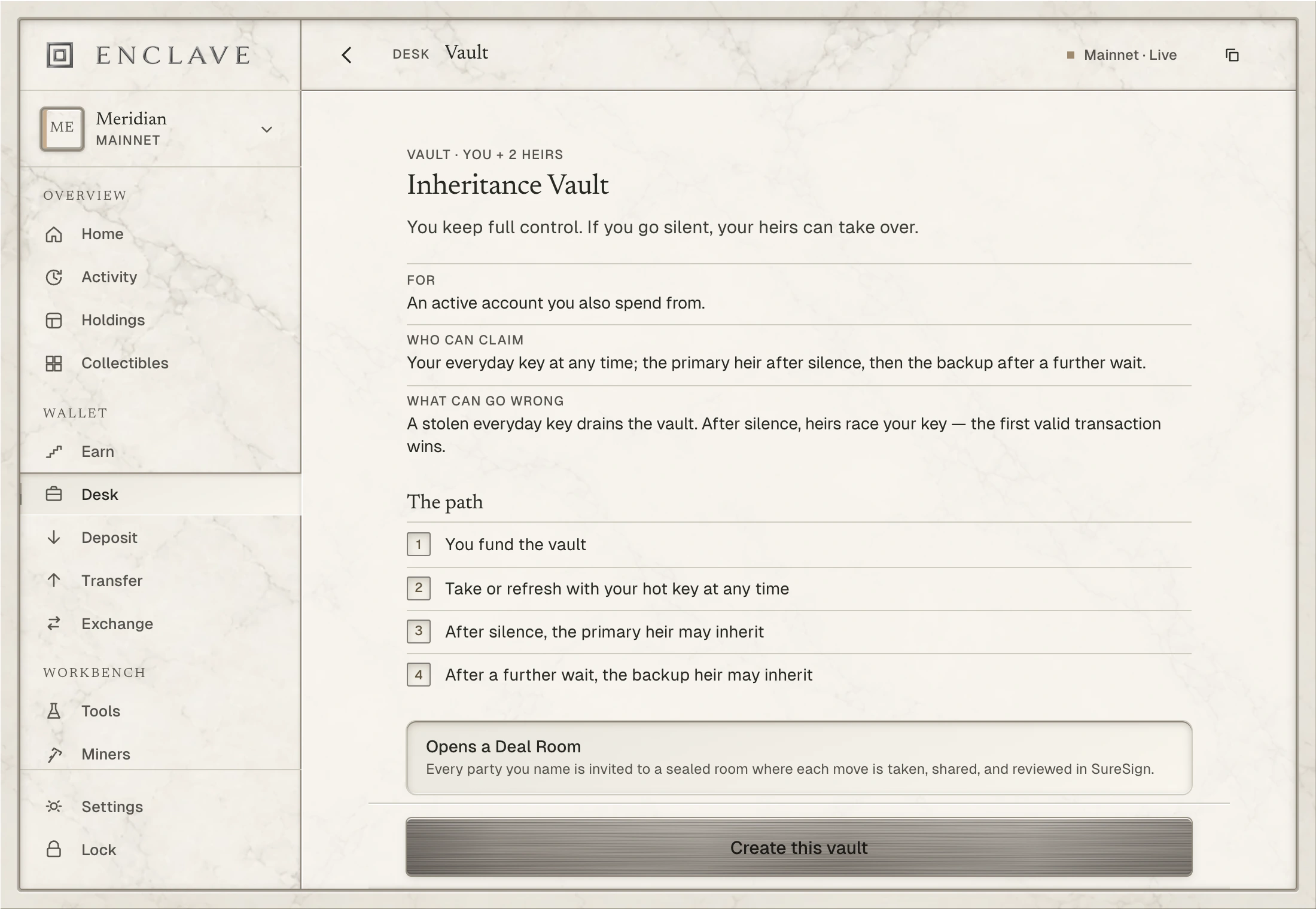The Inheritance Vault program explaining who can claim, what can go wrong and the path of the vault